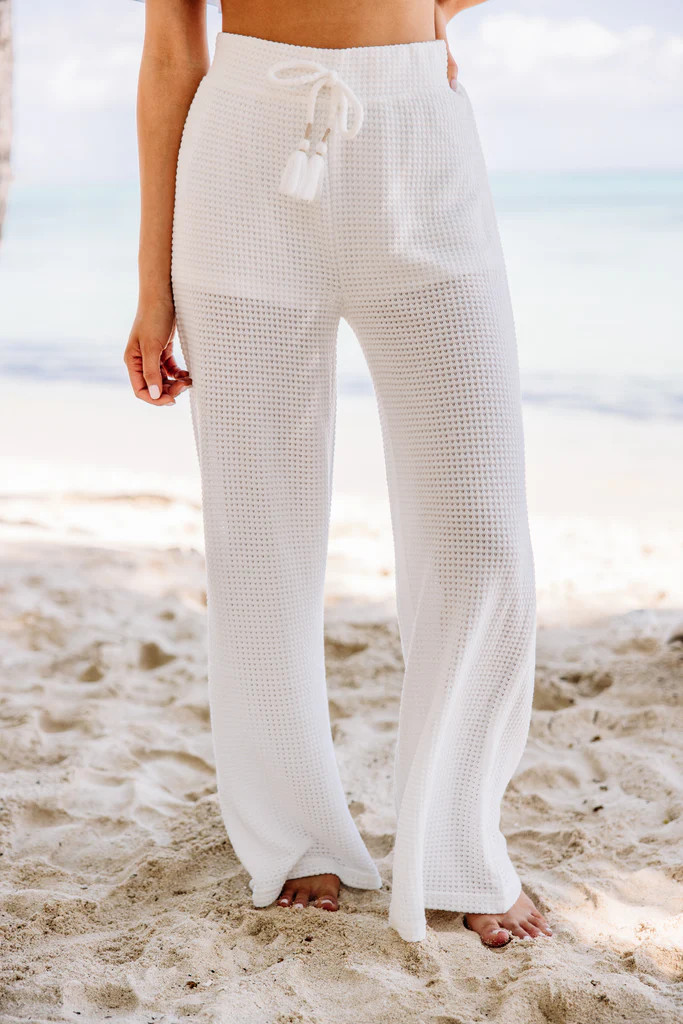 Surf Gypsy: Sunny Days Ahead White Knit Wide Pants | The Mint Julep Boutique