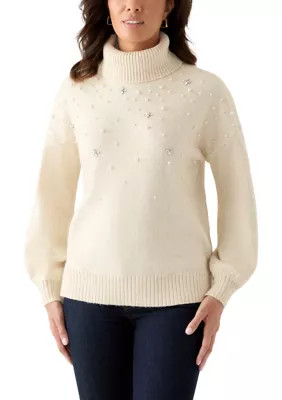 Women's Long Sleeve Jewel Turtleneck Sweater | Belk