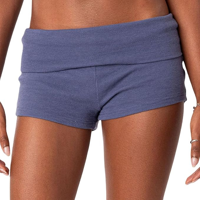 KMBANGI Womens Fold Over Shorts Elastic Waist Y2k Lounge Shorts Foldover Cute Pajama Micro Bottom... | Amazon (US)