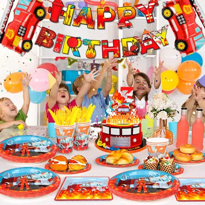 Fire Truck Birthday Party Supplies,155pcs Fire Truck Birthday Party Decorations for Boys | Wayfair North America
