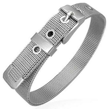 Stainless Steel Mesh Belt Buckle Womens Silver-Tone Bracelet | Walmart (US)