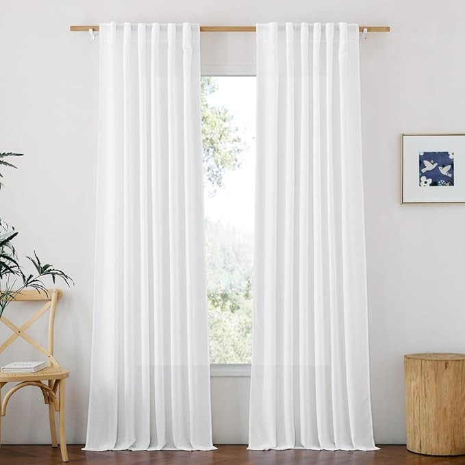 NICETOWN Natural Linen 144 inch Curtains for Living Room, Rod Pocket & Back Tab Thick Flax Privac... | Amazon (US)