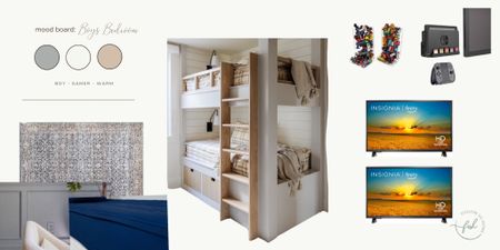Shared boy room with bunk beds a media space; and toy storagee

#LTKkids #LTKfamily #LTKhome