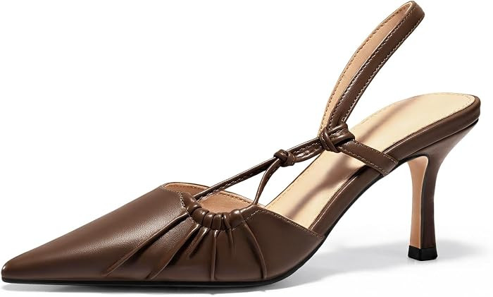 Coutgo Womens Slingback Kitten Heels Closed Pointed Toe Pumps D'Orsay Wedding Party Dress Shoes | Amazon (US)