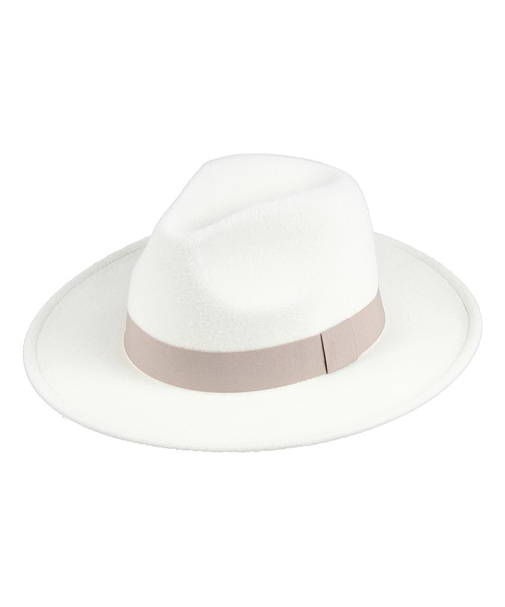 Jeanne Simmons Accessories Women's Fedoras white/ - White & Gray Wide-Brim Fedora | Zulily