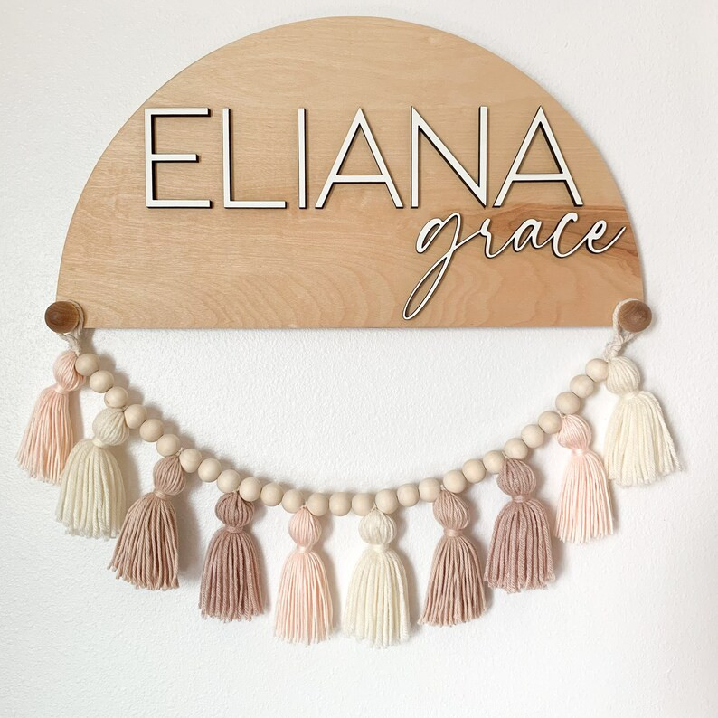 Peaches & Cream Tassel and Wooden Bead Garland Girls Nursery | Etsy | Etsy (US)