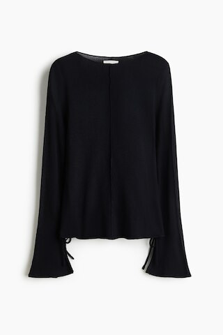 H & M - Knit Boat-Neck Top - Black | H&M (US + CA)
