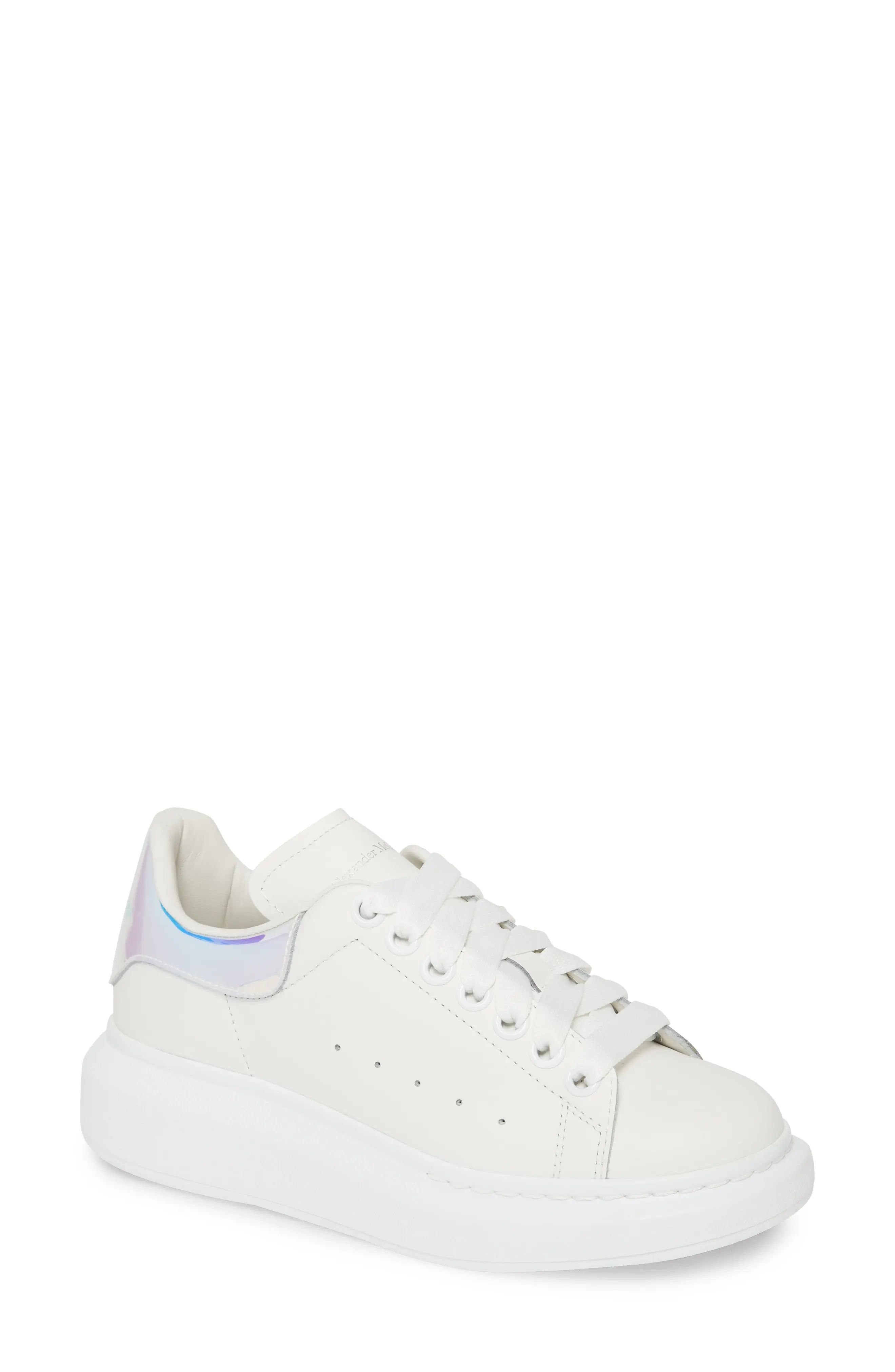 Alexander McQueen Lace-Up Platform Sneaker in White/Shock Pink at Nordstrom, Size 10.5Us | Nordstrom