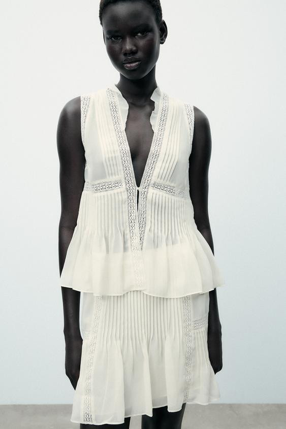PLEATED LACE TOP | Zara US