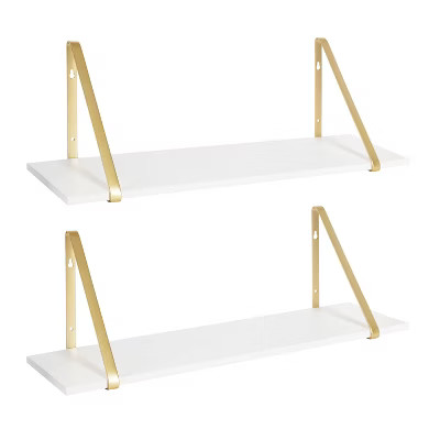 27.5" x 8.2" 2pk Soloman Wooden Shelf Set with Brackets - Kate & Laurel All Things Decor | Target