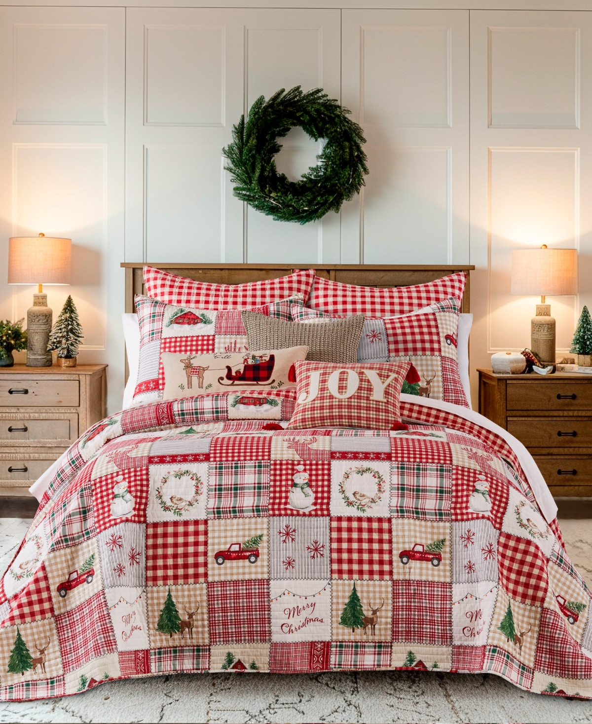 Levtex Home For Christmas Reversible 3-Pc. Bedspread Set, Queen - Red | Macy's