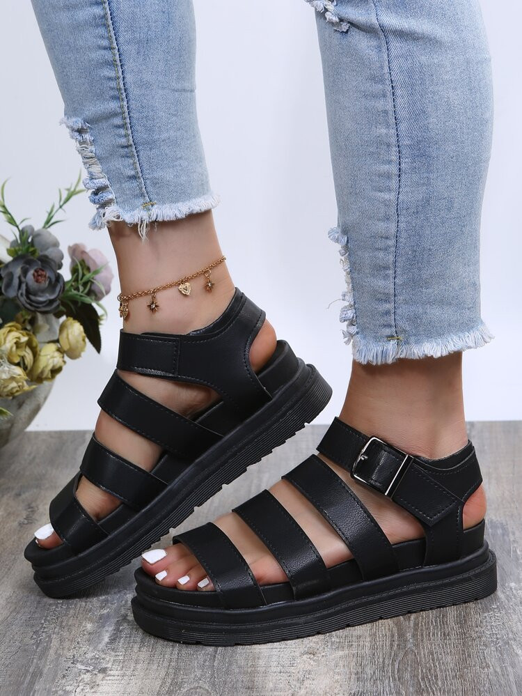 Multi Strap Ankle Strap Flatform Sandals | SHEIN