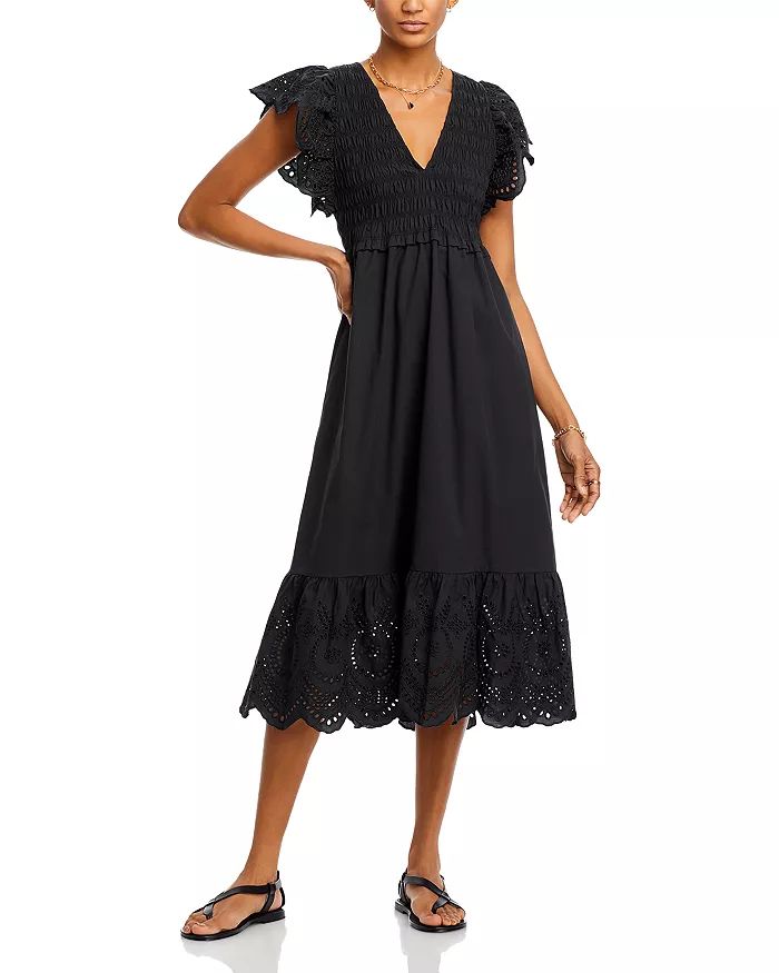 Clementine Eyelet Trim Midi Dress | Bloomingdale's (US)