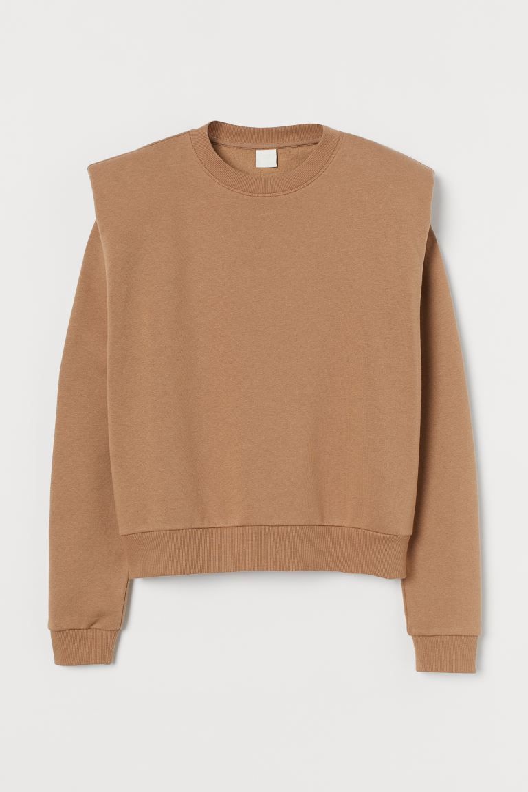 Crew-neck sweatshirt in a soft cotton and recycled polyester blend. Defined, padded shoulders, lo... | H&M (US + CA)