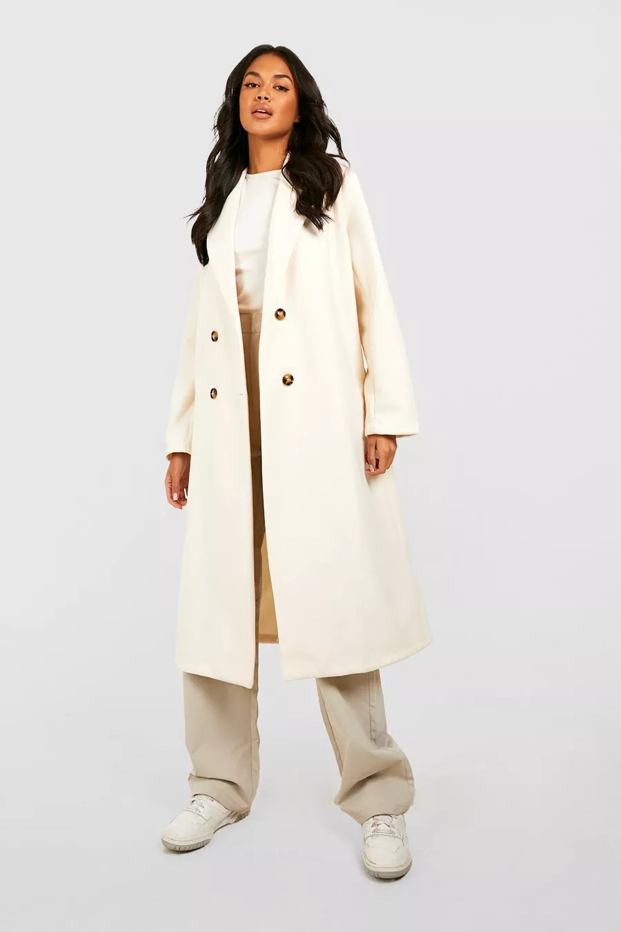 Manteau long croisé | Boohoo.com (FR)