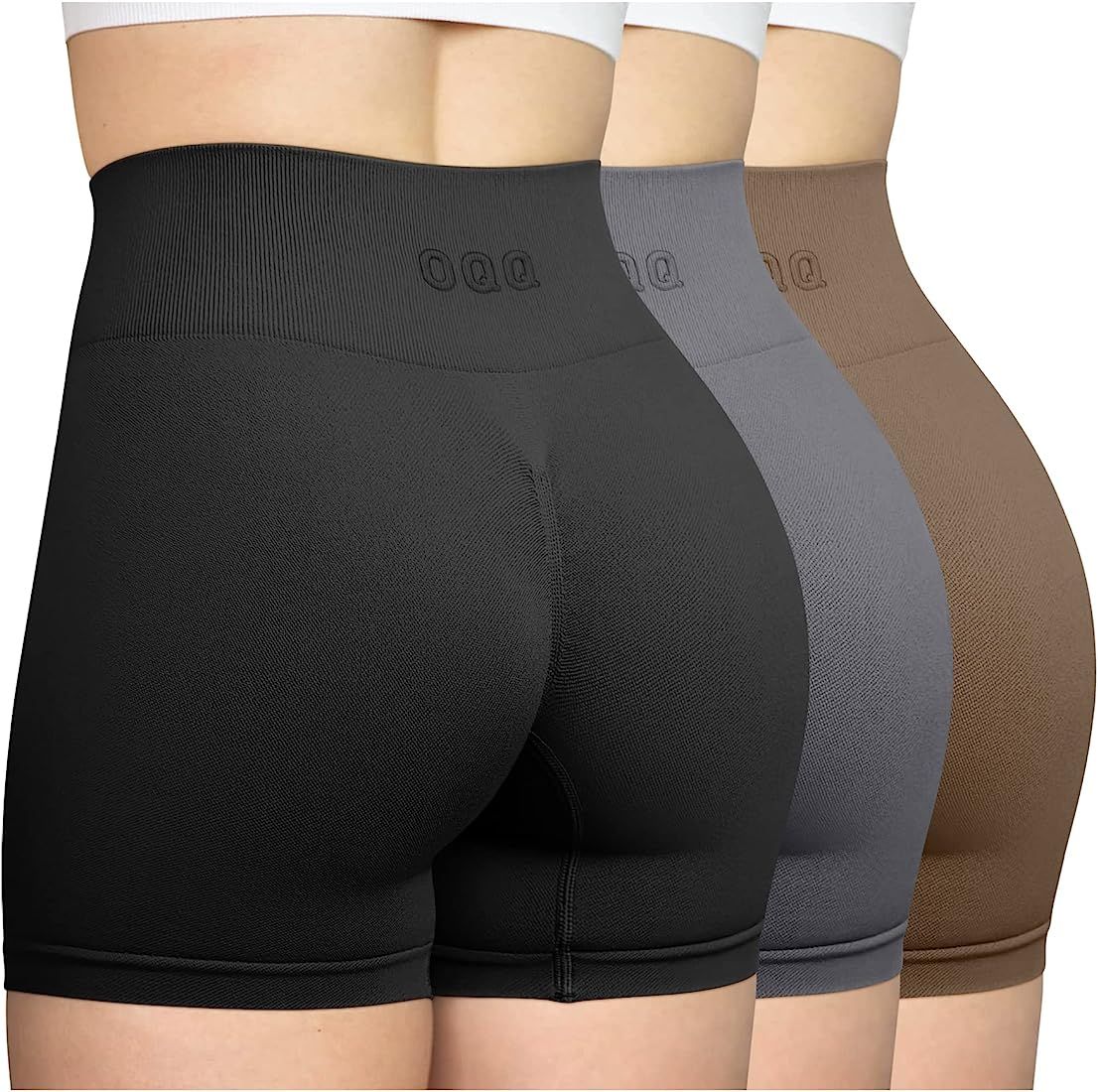 OQQ Women's 3 Piece Workout Shorts Seamless High Waist Butt Liftings Exercise Athletic Shorts | Amazon (US)