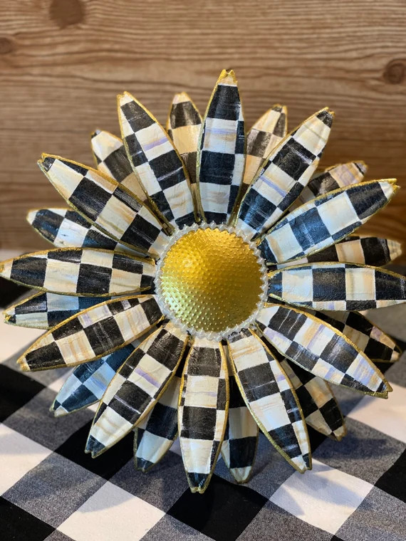 Buffalo plaid flower, metal flower, wreath attachment, craft supplies, door hanger, farmhouse dec... | Etsy (US)