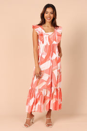 Mariapia Frill Midi Dress - Red | Petal & Pup (US)