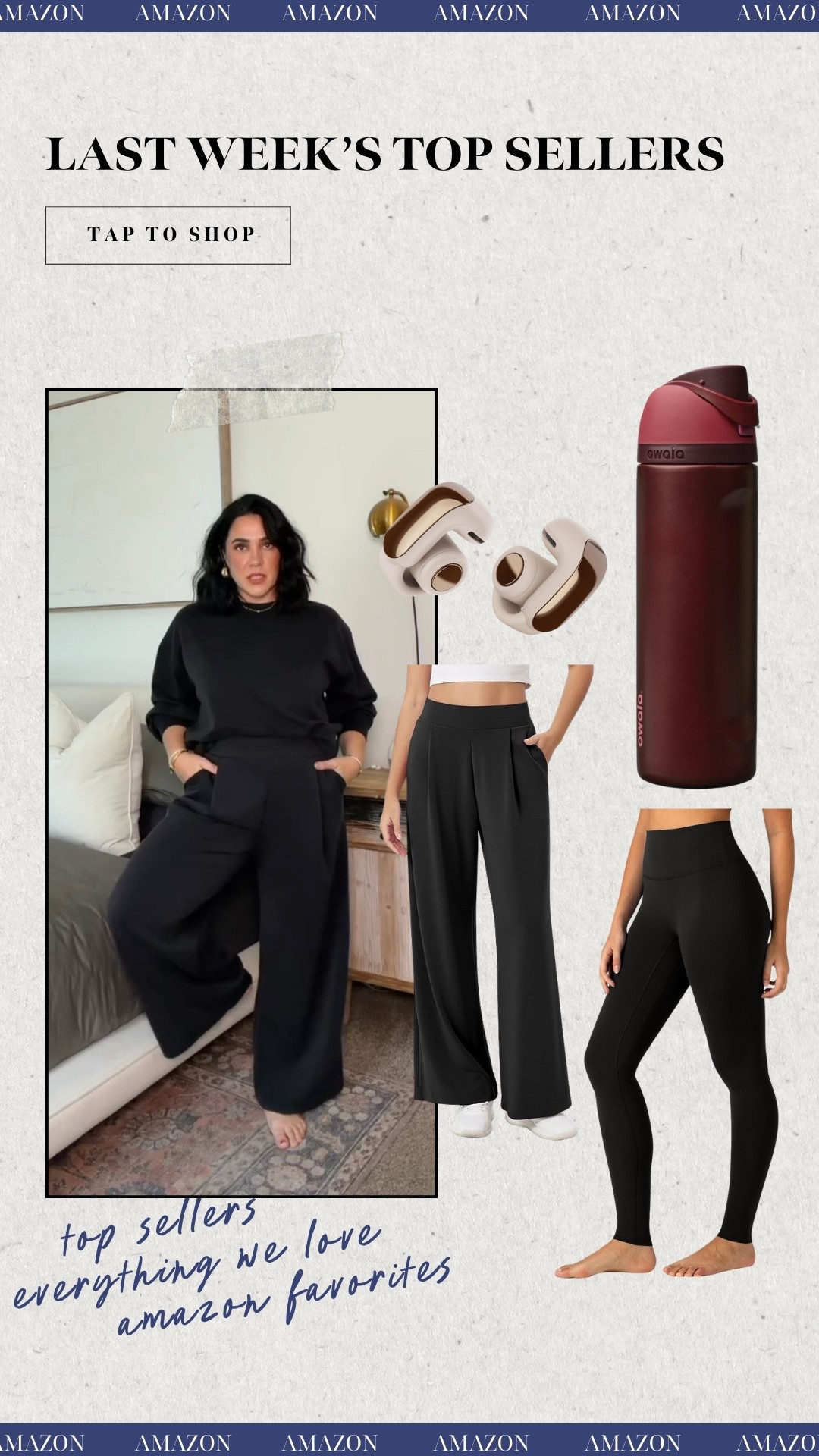 Last week's Amazon top sellers! Beats open ear headphones on sale, the limited edition Owala color, & two of my favorite comfy pants. The best leggings similar to lulu & these new buttery soft wide leg pants I'm loving! 

Size L in both 

#LTKSaleAlert #LTKStyleTip #LTKselfcare