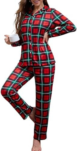 Christmas Pajamas Set for Women 2 Piece Long Sleeve Button Down Pjs Soft Cozy Sleepwear with Pock... | Amazon (US)