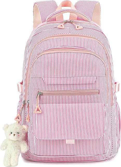 PRLINJSK Girls Backpack for College High Middle School Student, Cute Aesthetic Bookbag for Teens ... | Amazon (US)