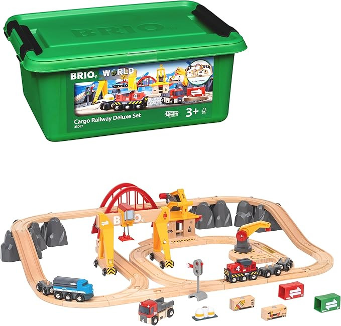 BRIO 33097 Cargo Railway Deluxe Set - 54 Piece Interactive Train Toy | Enhanced Wooden Tracks | P... | Amazon (US)