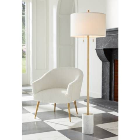 Possini Euro Milan Modern Floor Lamp with Marble Base | Lamps Plus