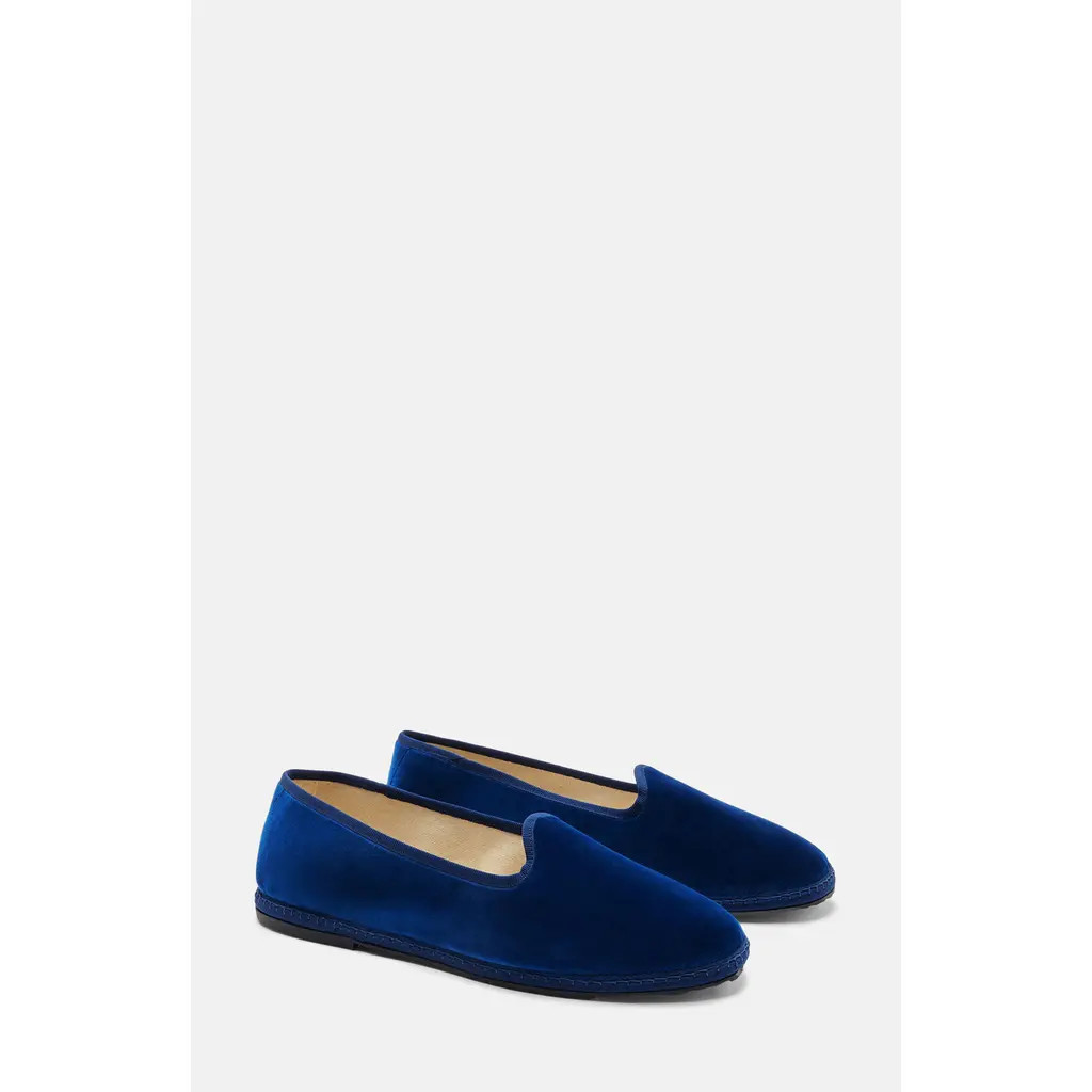 SCAROSSO Valentino Slippers in Blue - Velvet at Nordstrom, Size 45 | Nordstrom