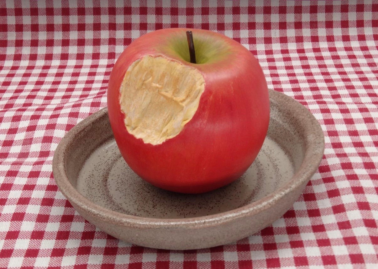 Ceramic bite apple- fake food plate wall
