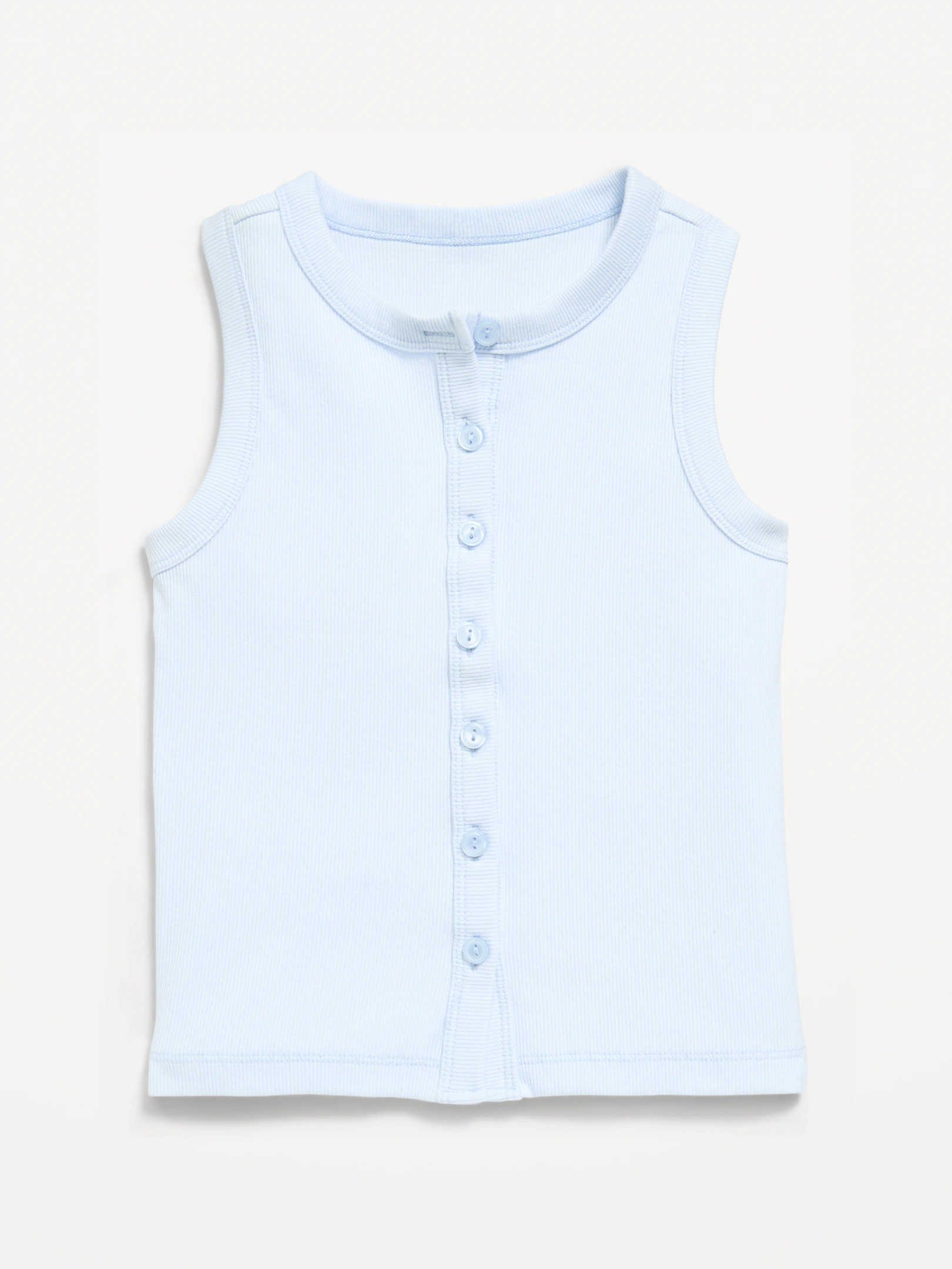 Fitted Sleeveless Ribbed Button-Front Top for Girls | Old Navy (US)