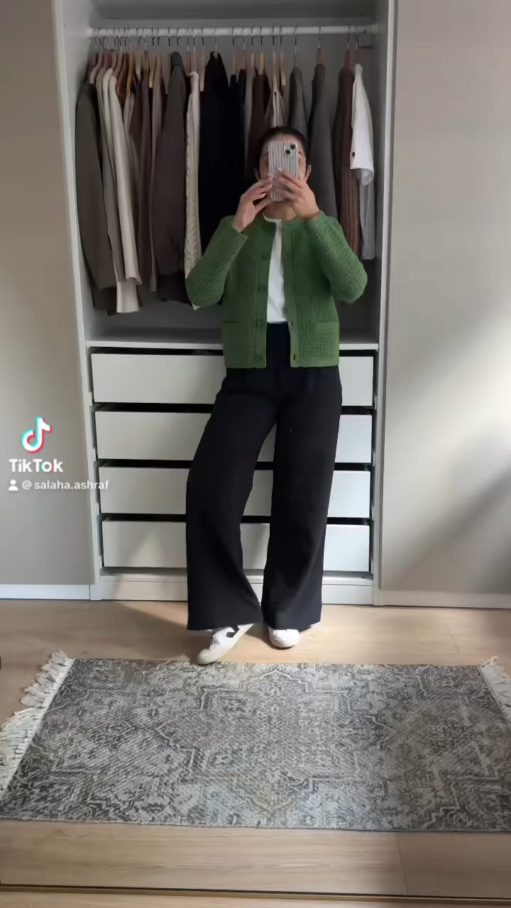 capsule wardrobe, abercrombie, uniqlo, black trousers, petite black trousers, white t shirt, green cardigan, short jacket, knit jacket, autumn fashion, transitional outfit

#LTKstyletip #LTKSeasonal #LTKeurope