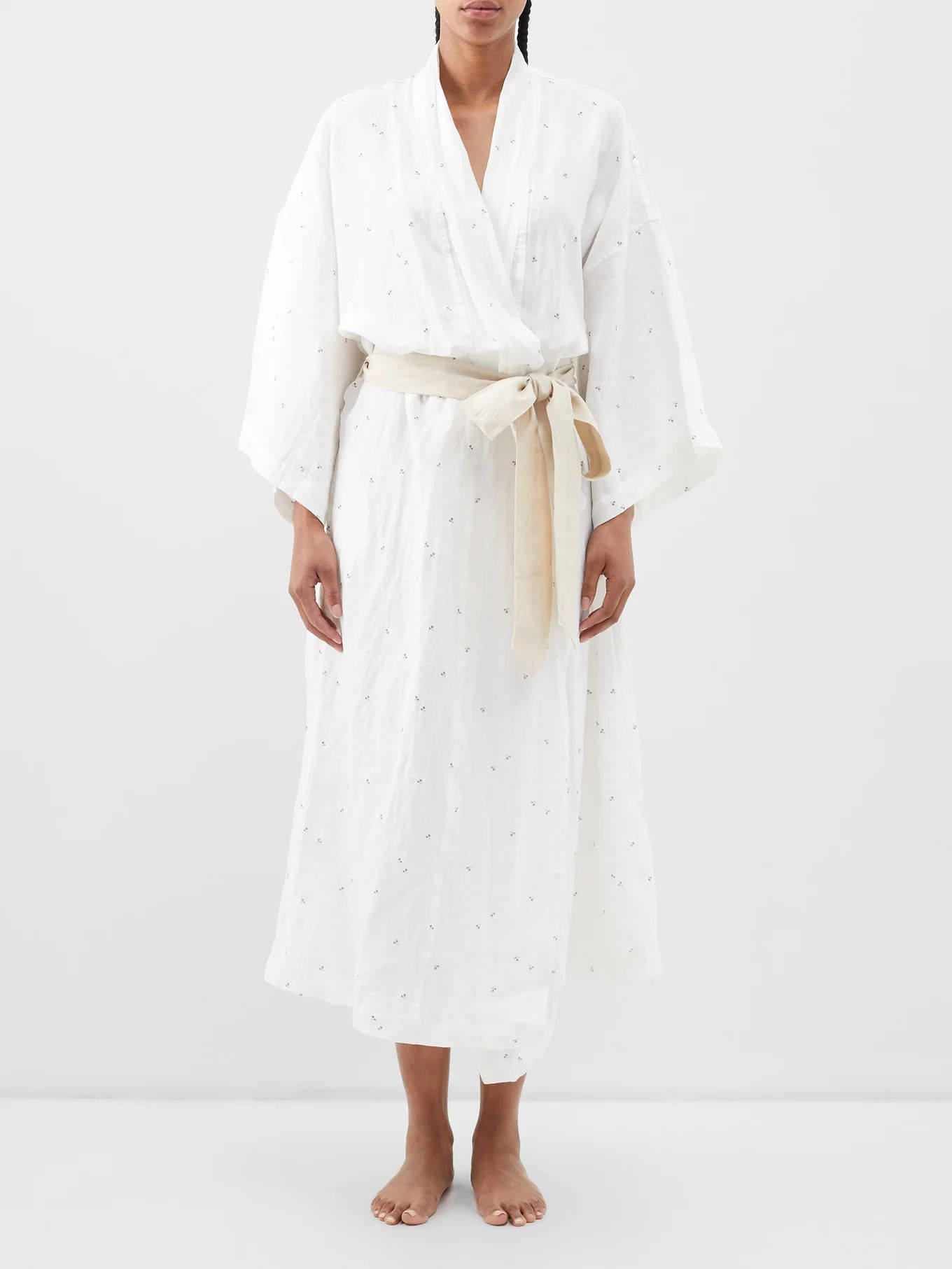 02 floral-print belted linen robe | Matches (UK)