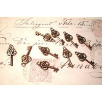 Antique Copper Key Charms, 9x23mm Metal Pendants For Jewelry Making, Vintage Style Findings, Qty 20 | Etsy (US)