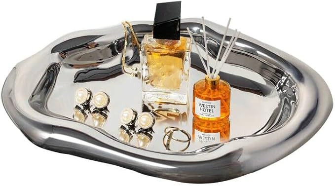 Modern Silver Jewelry Tray Ceramic Vanity Bathroom Trays Decorative Trays Trinket Organizer Home ... | Amazon (US)