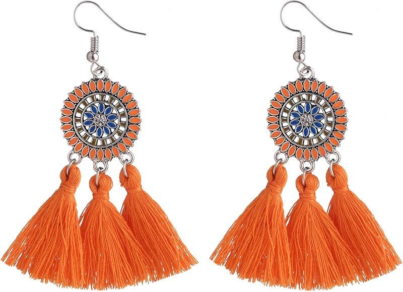 Fashion Colorful Tassel Earrings for Women Girls Bohemian Dangle Drop Earrings Christmas Gift Ide... | Amazon (US)