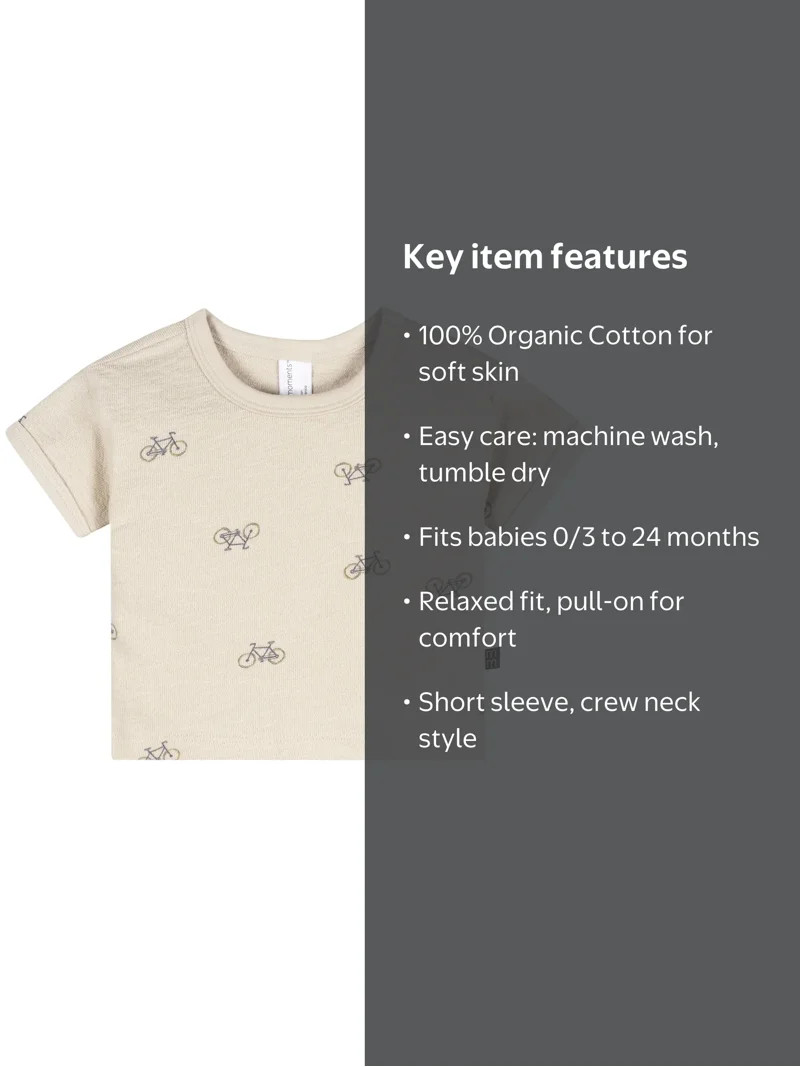 Modern Moment by Gerber Baby Boy Organic Short Sleeve Top, Sizes 0/3 Months - 24 Months | Walmart (US)