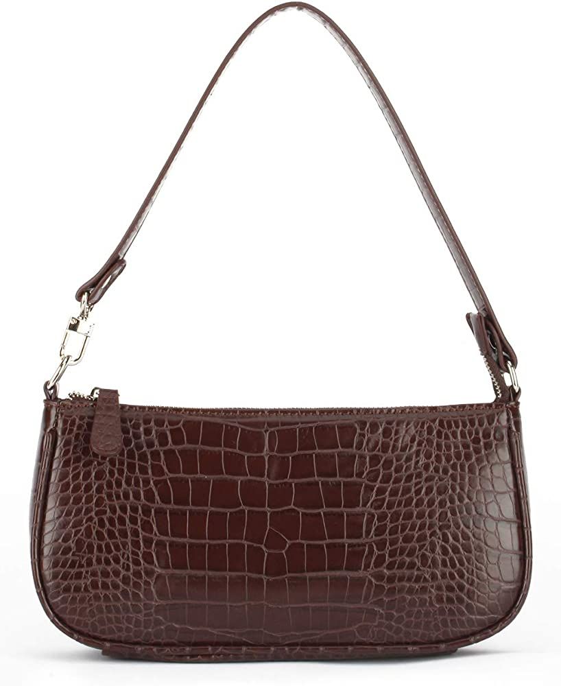 Retro Crocodile Effect Faux Leather Bag for Women Shoulder Purse Handbag | Amazon (US)