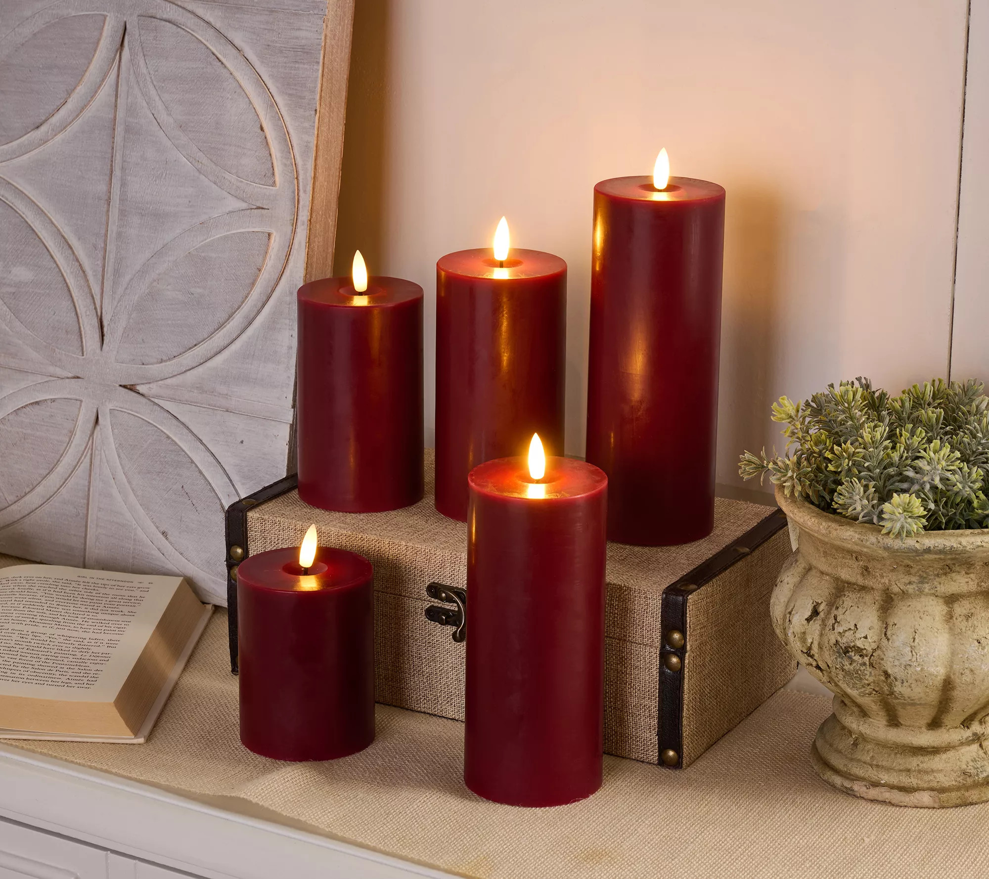 Home Reflections 5-pc Flameless Pillar Candles with Gift Box - QVC.com | QVC