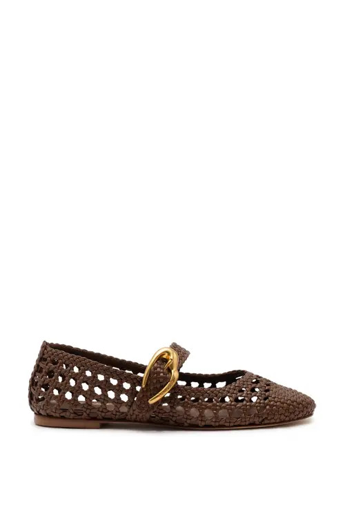 Larroudé Verona Macrame Ballet Flat in Burnt Umber at Nordstrom, Size 5 | Nordstrom