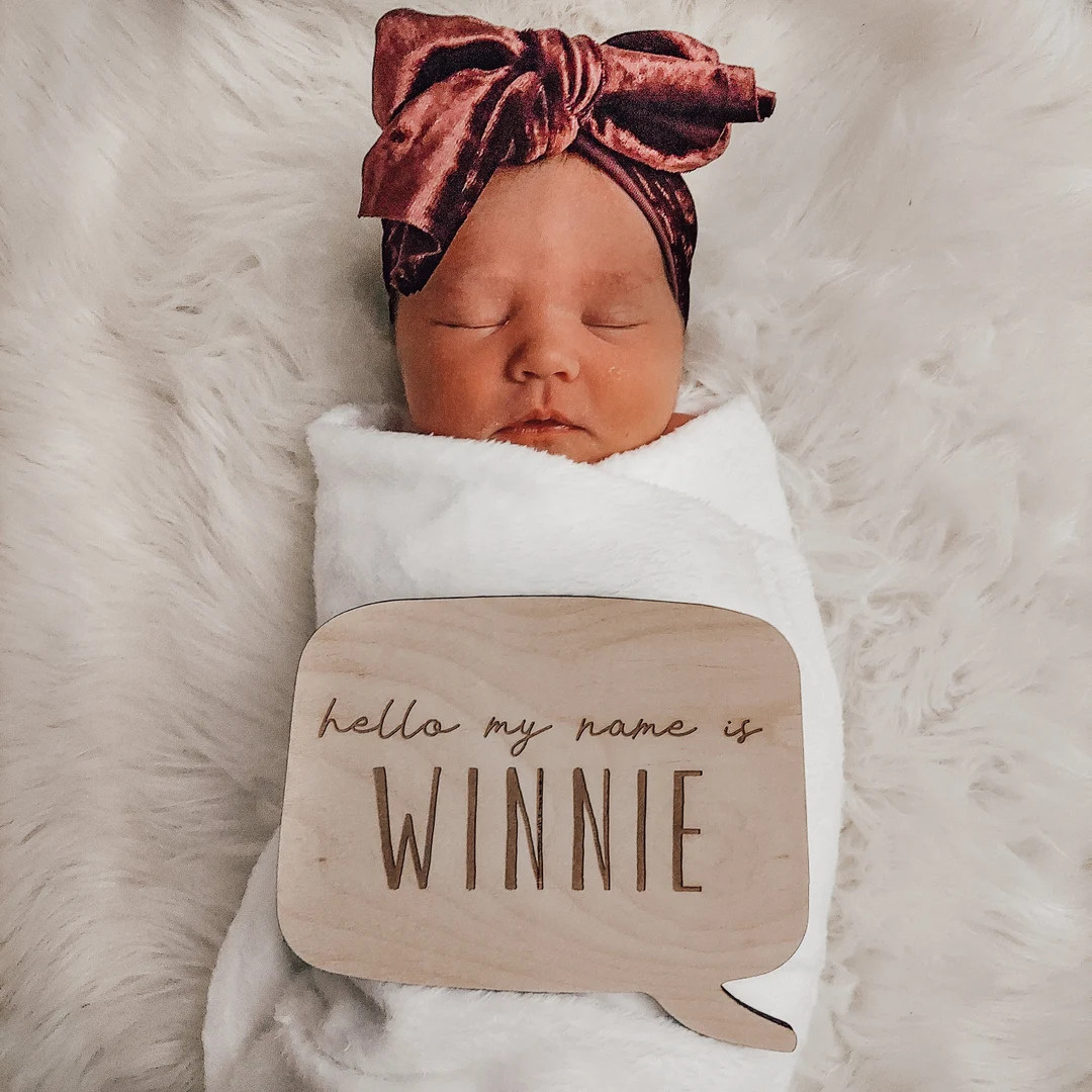 Hello My Name Is Speech Bubble Baby Name Sign Wood Sign Newborn Hospital Photo Prop Gender Reveal... | Etsy (US)