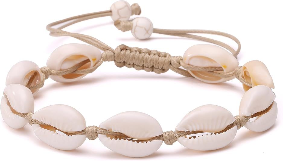 POTESSA Natural Cowrie Beads Shell Anklet Bracelet Handmade Beach Foot Jewelry Hawaiian Jamaican ... | Amazon (US)