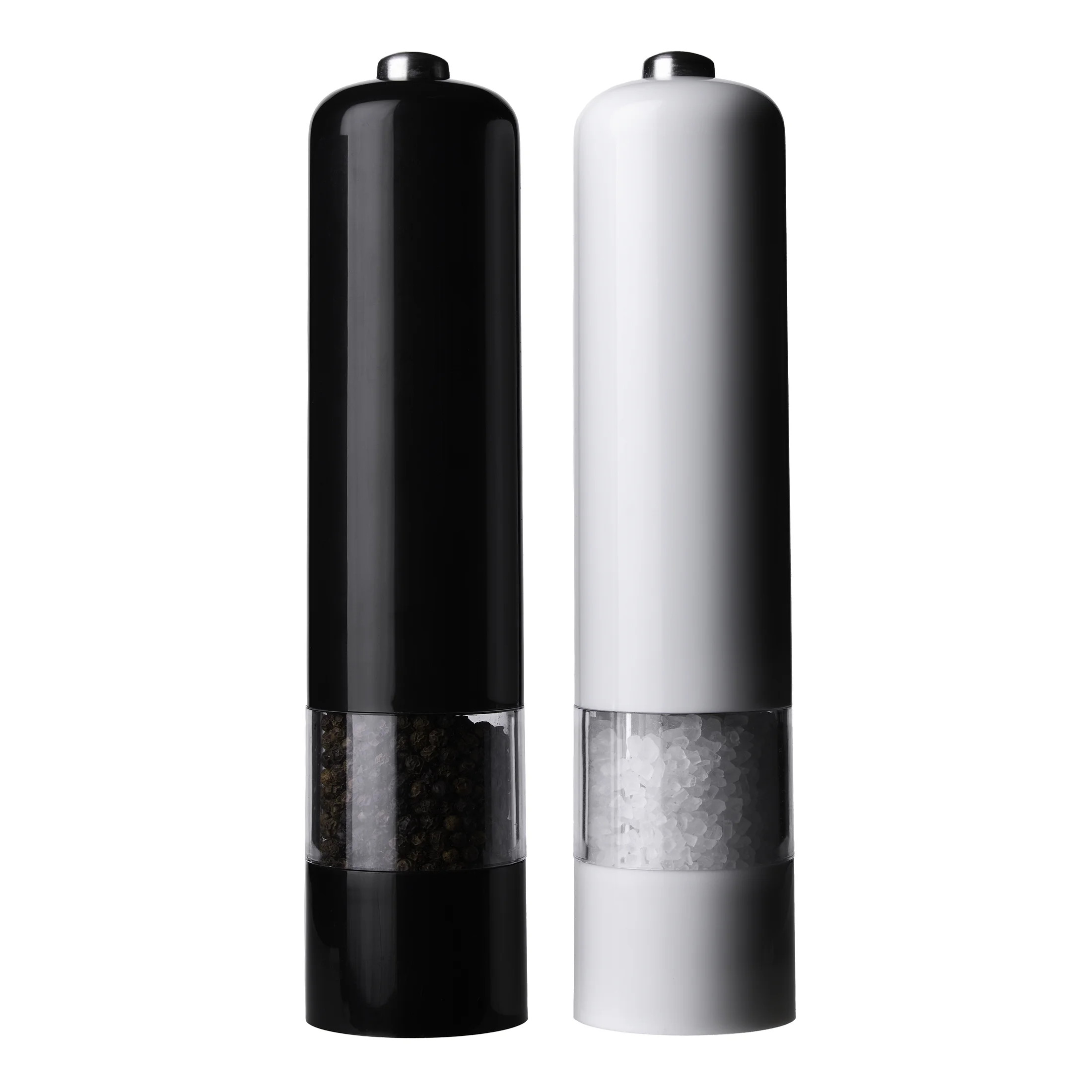 Kamenstein 8-Inch Battery Operated Prefilled Salt & Pepper Grinder Set, Black & White | Walmart (US)