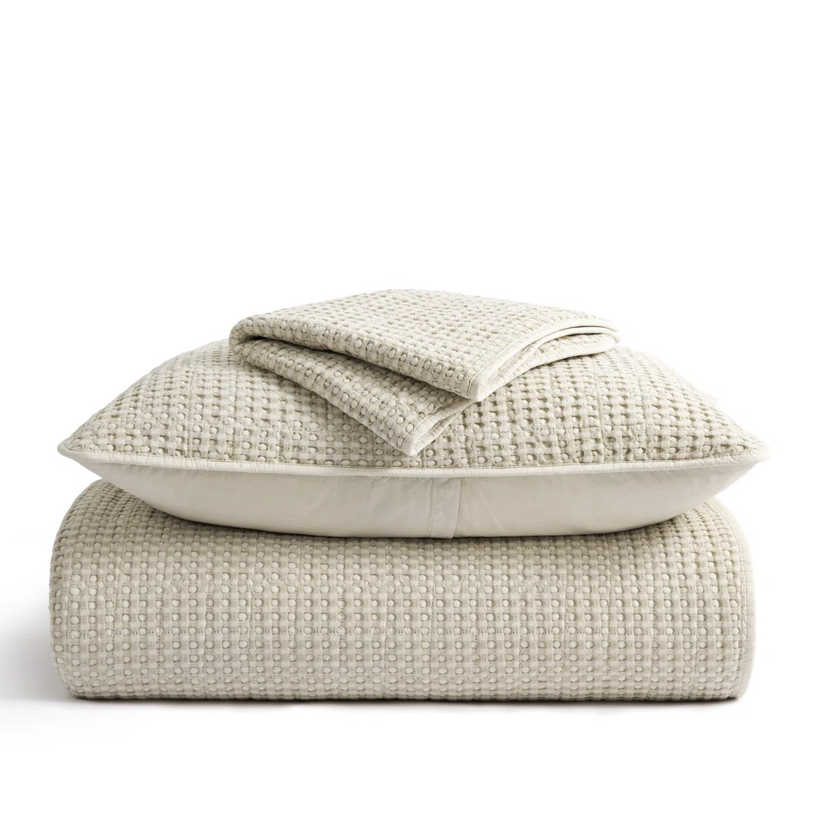 EverGrace Stonewashed 100% Natural Cotton Waffle Quilt Set | Birch Lane | Birch Lane