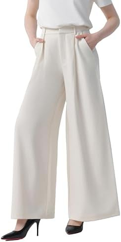 Tronjori Women High Waist Casual Wide Leg Long Palazzo Pants Trousers Regular Size(S, Grape Purpl... | Amazon (US)