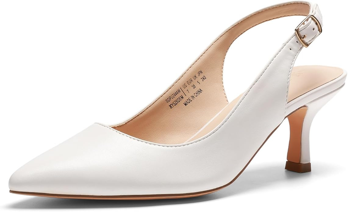 DREAM PAIRS Women's Kitten Heels Slingback Closed Pointed Toe Low Pumps Shoes Women Party Wedding... | Amazon (US)