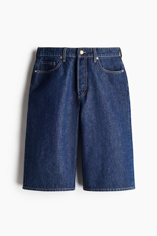 H & M - High-Waist Knee-Length Denim Shorts - Blue | H&M (US + CA)