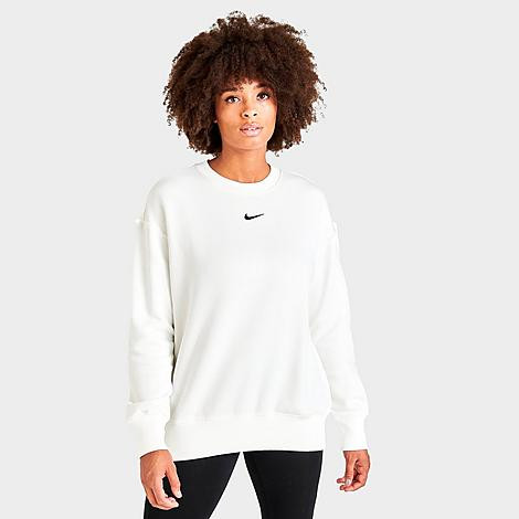 Nike Women's Sportswear Phoenix Fleece Oversized Crewneck Sweatshirt in White/Sail Size Small Cotton | Finish Line (US)