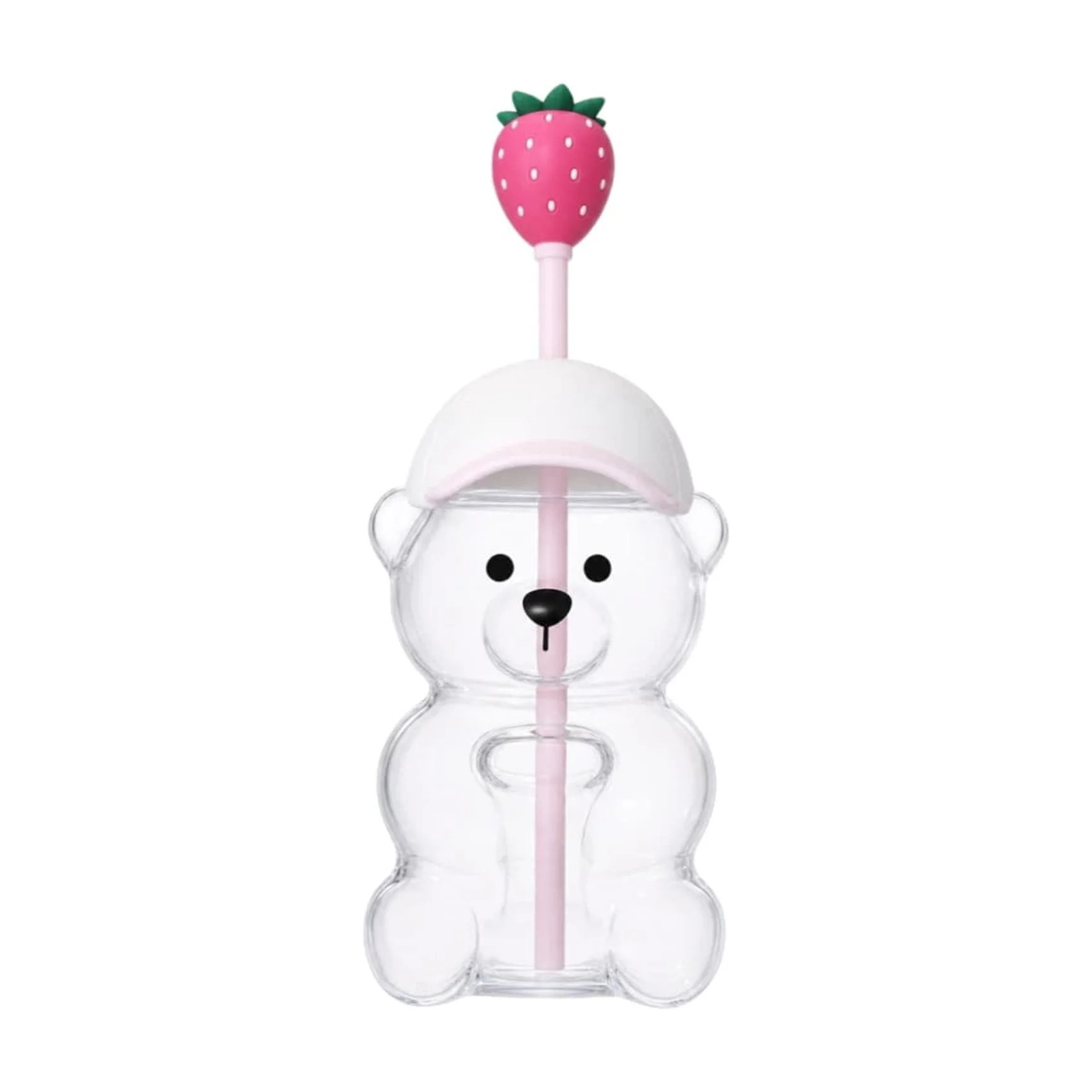 Cute Bear Cup, 20oz Glass Bear Cold Mug with Strawberry Topper Straw, Bear-shaped Glass with Whit... | Walmart (US)