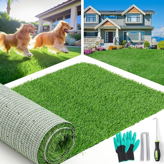LOOBANI Synthetic Artificial Turf Roll, Artificial Grass for Dog Potty with Drainage Holes, Fake ... | Amazon (US)