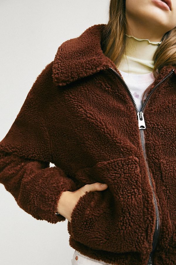 UO Cropped Teddy Jacket | Urban Outfitters (US and RoW)